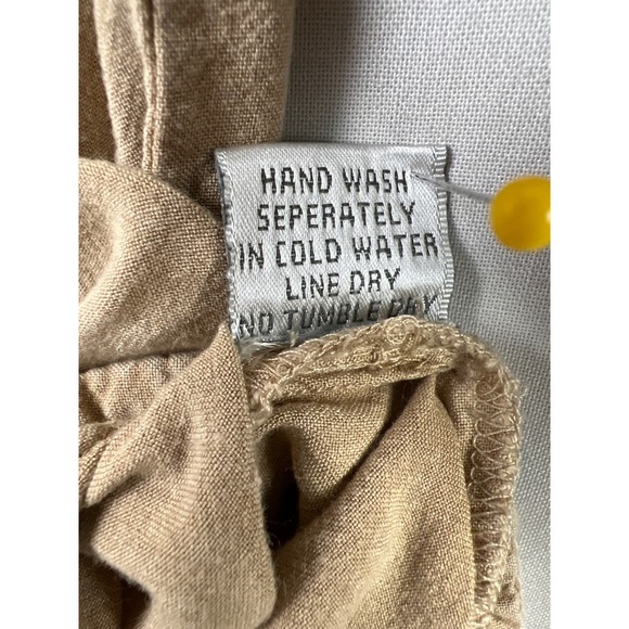 Solitaire Peasant Blouse Womens Medium Tan Embroidered Boho Puff Sleeve - Picture 4 of 9